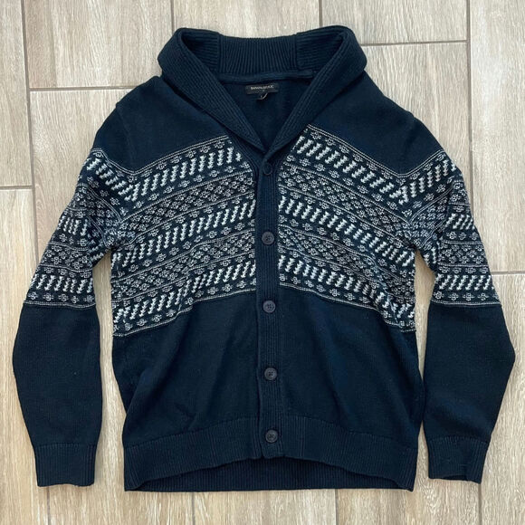 Banana Republic Men’s L Fair Isle Shawl Collar Button Front Cardigan Sweater - Picture 1 of 8